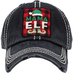 MAMA ELF Distressed Baseball Cap with a Vintage Look NEW